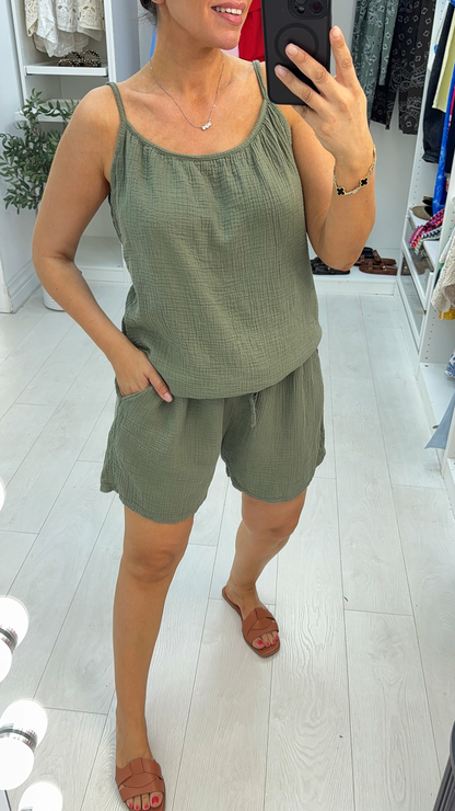 PlainCheeseclothShorts Co-OrdSet