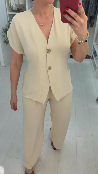Women's Elegant Button Front Co-Ord Lounge Set