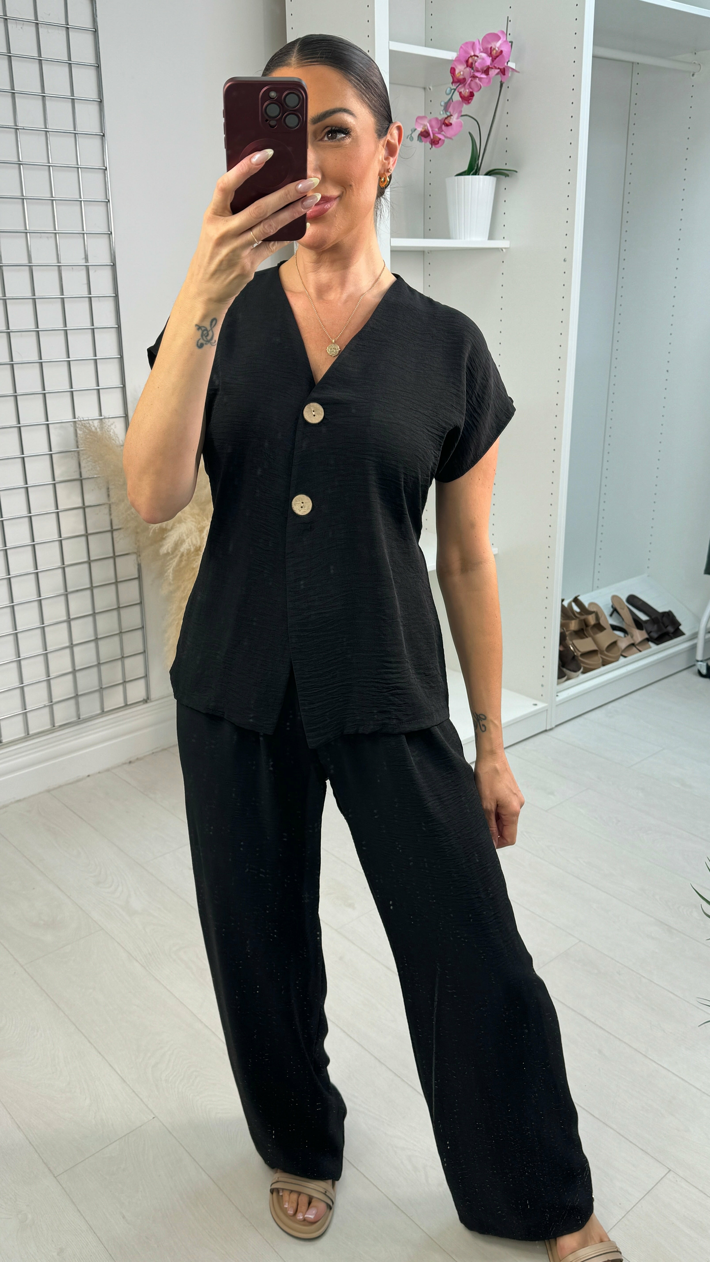 Women's Elegant Button Front Co-Ord Lounge Set