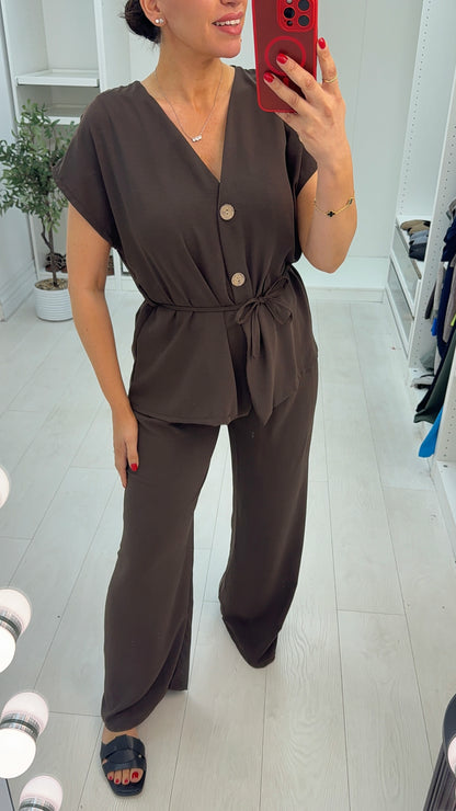 Women's Elegant Button Front Co-Ord Lounge Set