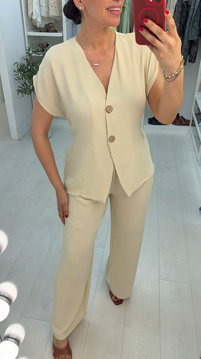 Women's Elegant Button Front Co-Ord Lounge Set