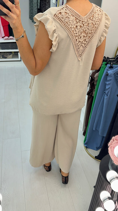 Elegant Crochet Lace Lounge Co-Ord Set