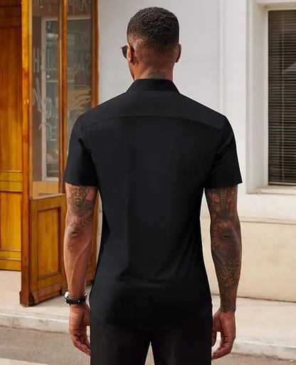 Men's Stretch Dress Shirts Short Sleeve Slim Fit