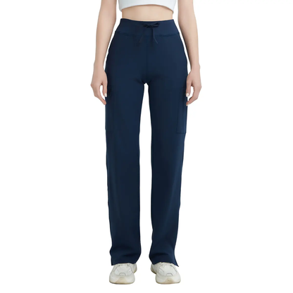 High Rise Yoga Scrub Pants Women - Straight Leg Uniform Pants with Cargo Pocket