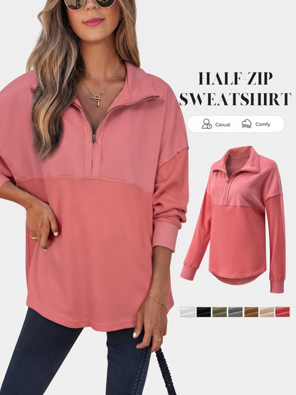 Women's Half-Zip Waffle Knit Tops