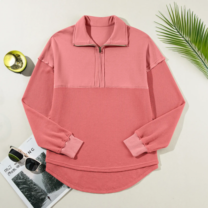 Women's Half-Zip Waffle Knit Tops