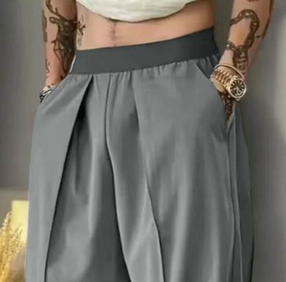 Men's Solid Color Pleated Loose Wide-Leg Dress Pants