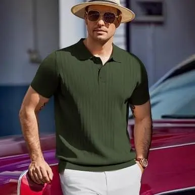 Men's Knit Polo Shirts Short Sleeve