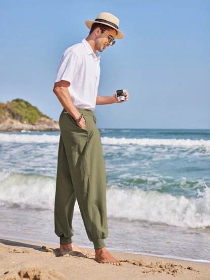 Men's Pants Hippie Harem Baggy Linen