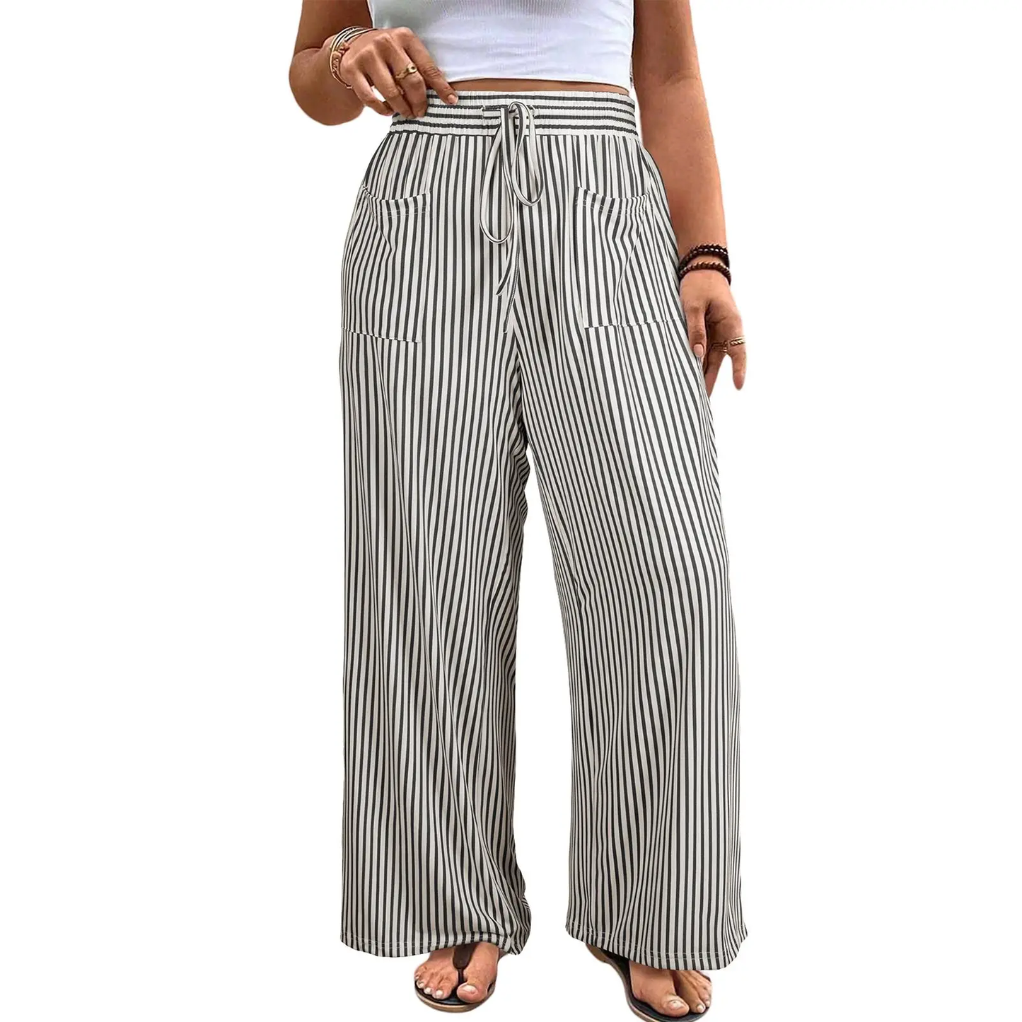 Womens Plus Size Wide Leg Pantswith Pockets