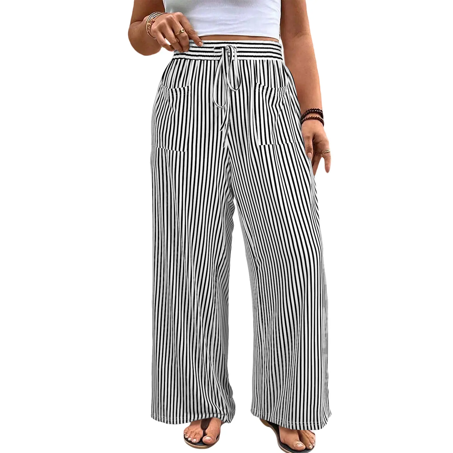 Womens Plus Size Wide Leg Pantswith Pockets