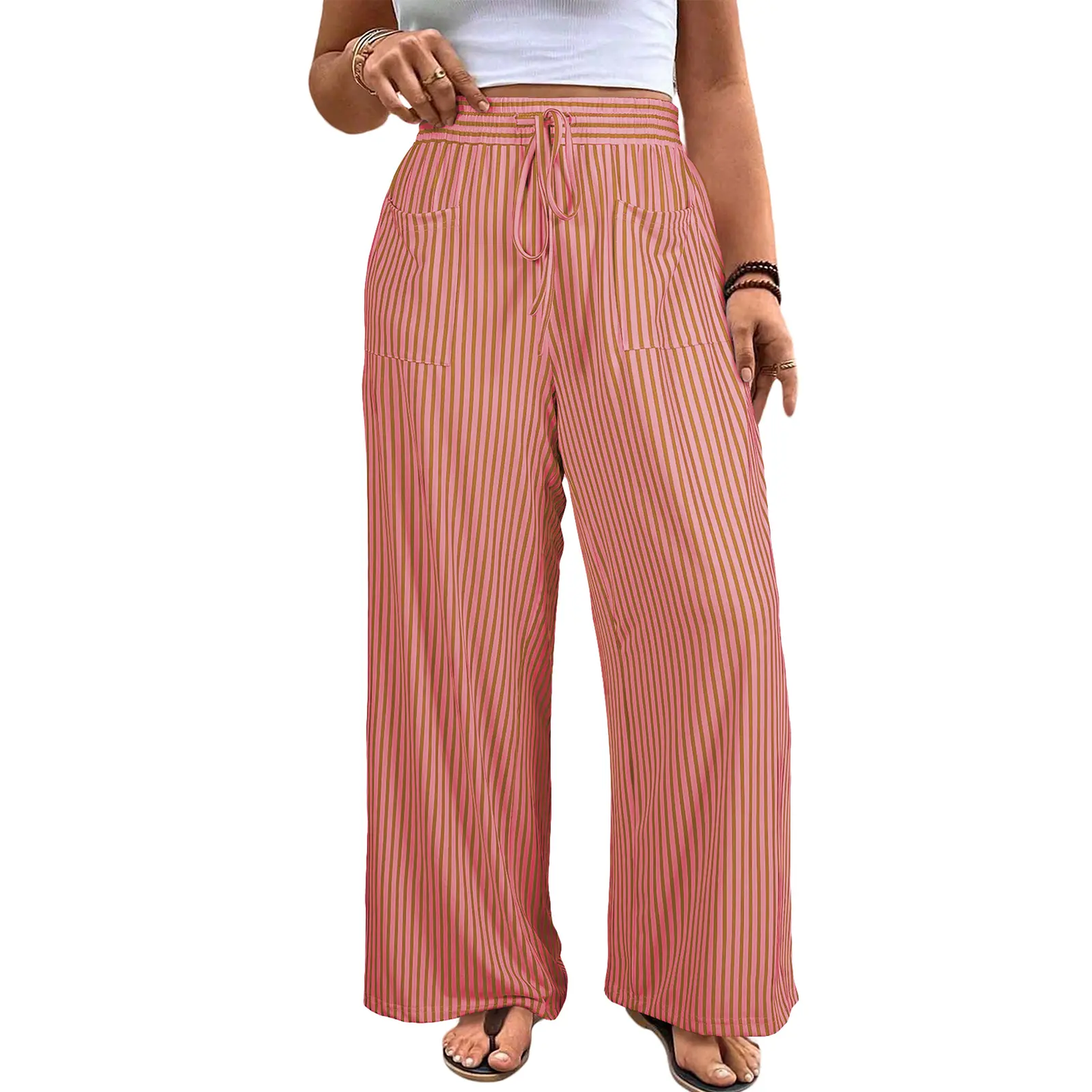 Womens Plus Size Wide Leg Pantswith Pockets