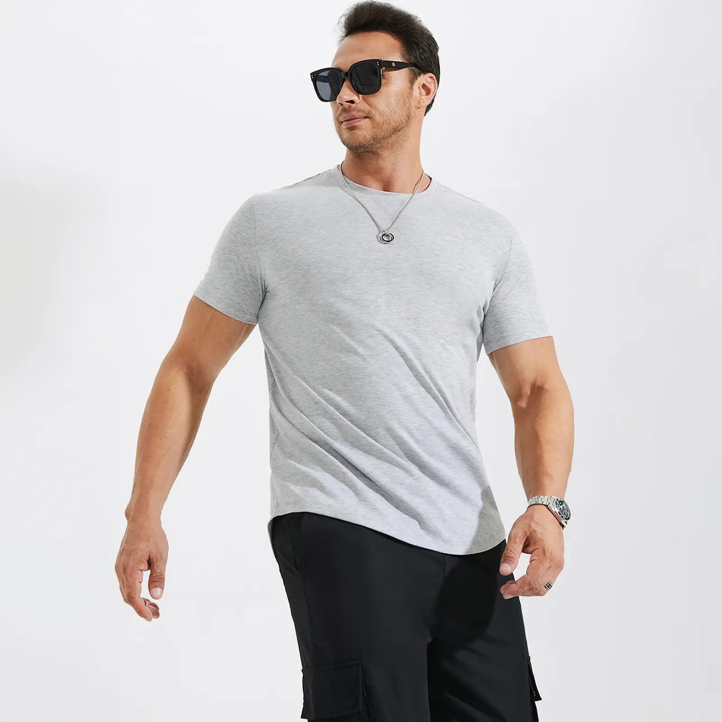 Mens 3 Pack Cotton Hipster Hip Hop Longline Crewneck T-Shirt