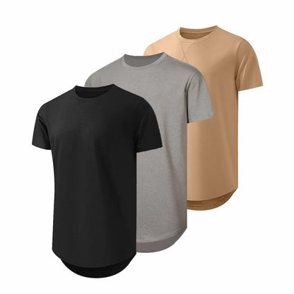 Mens 3 Pack Cotton Hipster Hip Hop Longline Crewneck T-Shirt