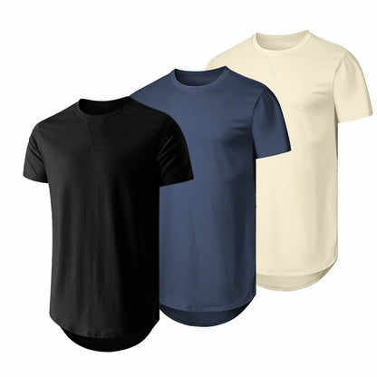 Mens 3 Pack Cotton Hipster Hip Hop Longline Crewneck T-Shirt