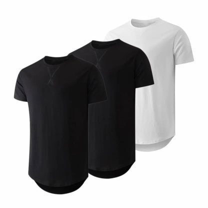 Mens 3 Pack Cotton Hipster Hip Hop Longline Crewneck T-Shirt
