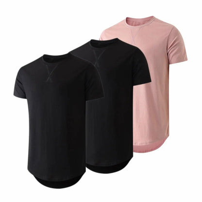 Mens 3 Pack Cotton Hipster Hip Hop Longline Crewneck T-Shirt