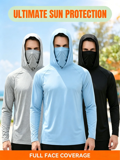 3-Piece Set Men's Hooded Sun Protection Sweatshirt