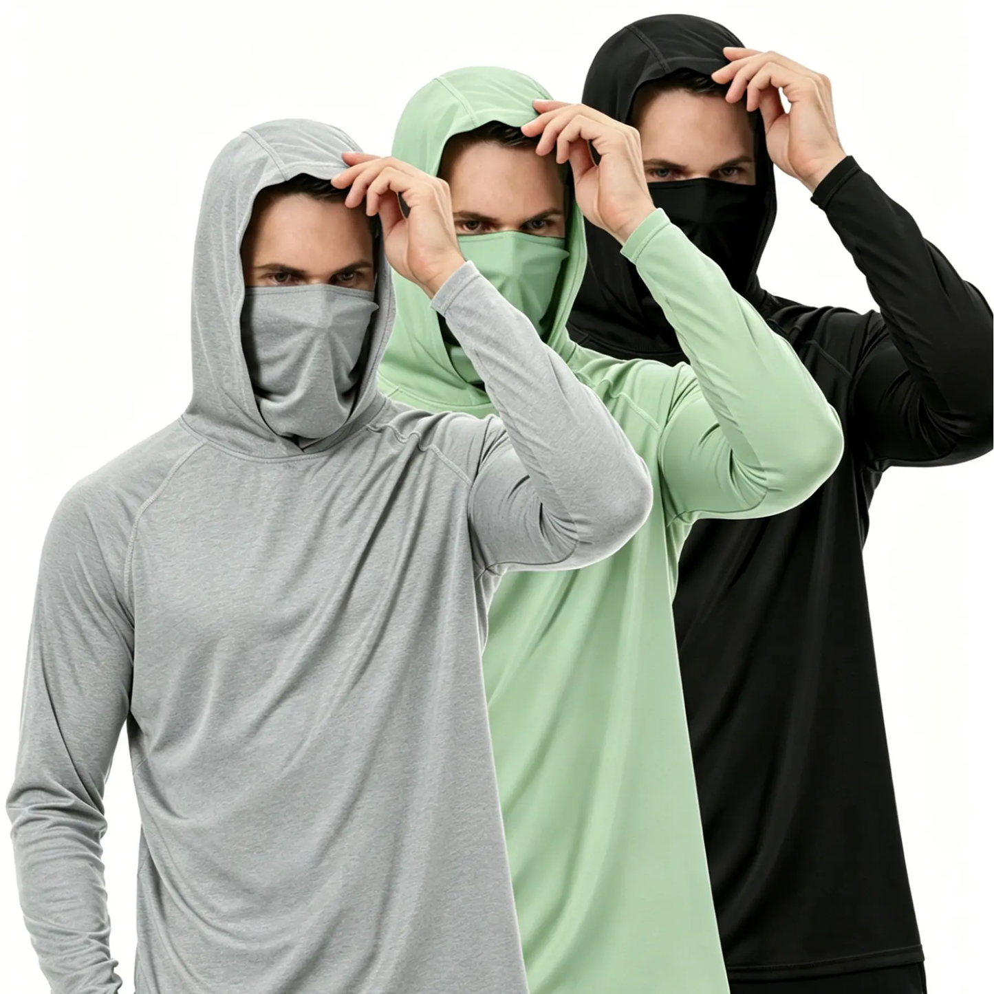 3-Piece Set Men's Hooded Sun Protection Sweatshirt