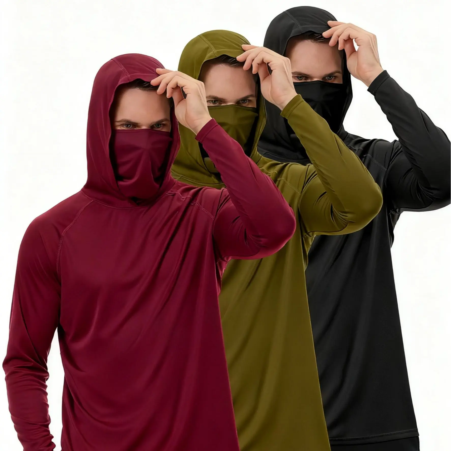 3-Piece Set Men's Hooded Sun Protection Sweatshirt