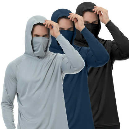 3-Piece Set Men's Hooded Sun Protection Sweatshirt