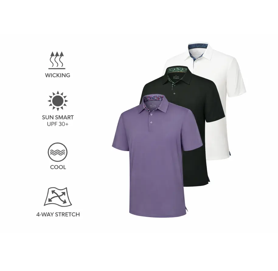 Men's Casual Short Sleeve Polo Shirts 3-Pack