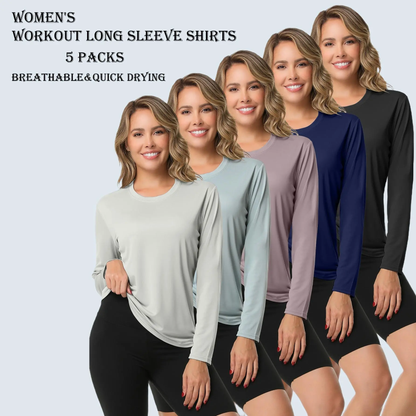 5-Pack Women's Long Sleeve Workout Shirts
