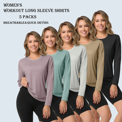 5-Pack Women's Long Sleeve Workout Shirts