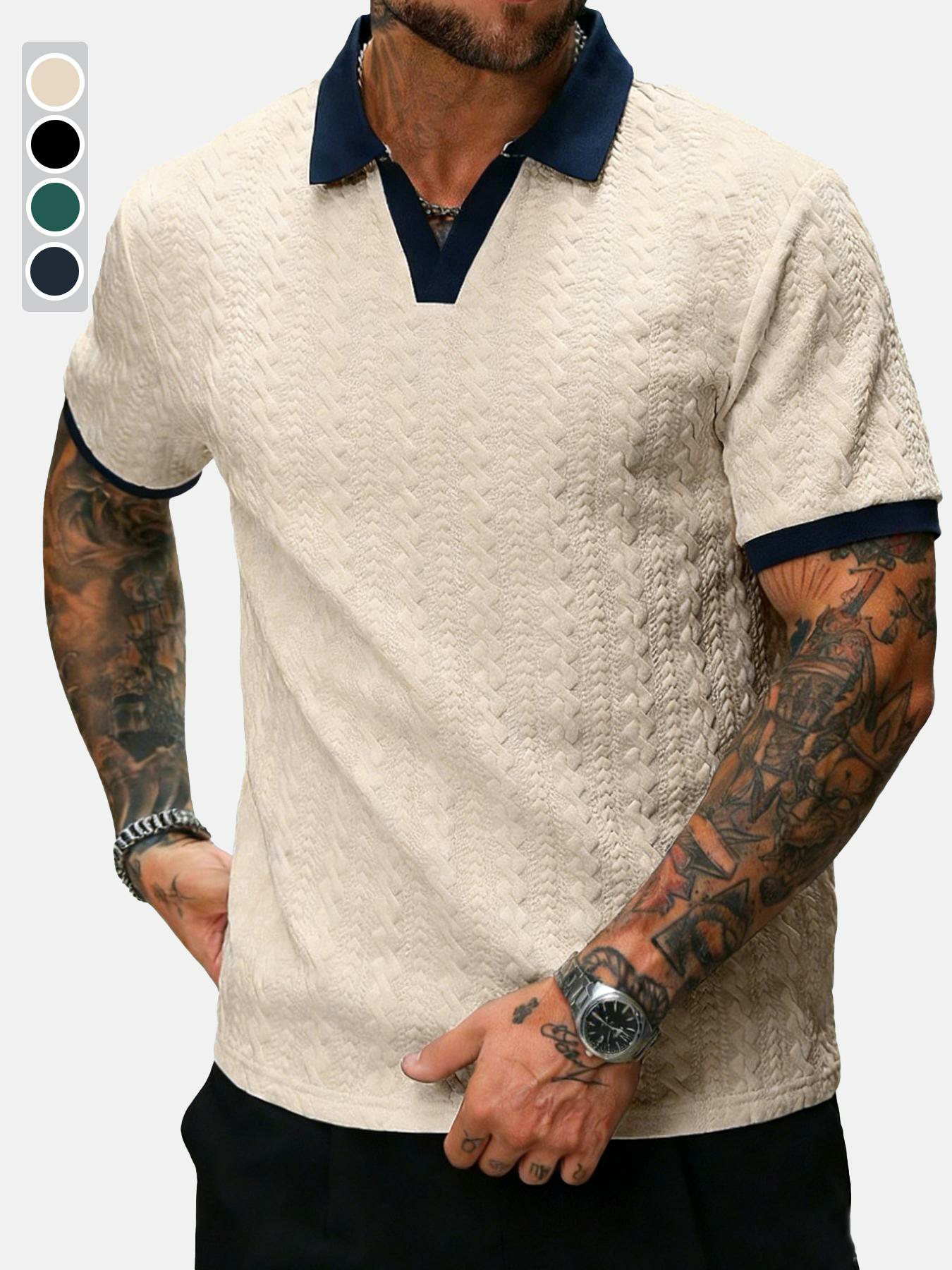 Men's Contrast Knit Polo Shirt