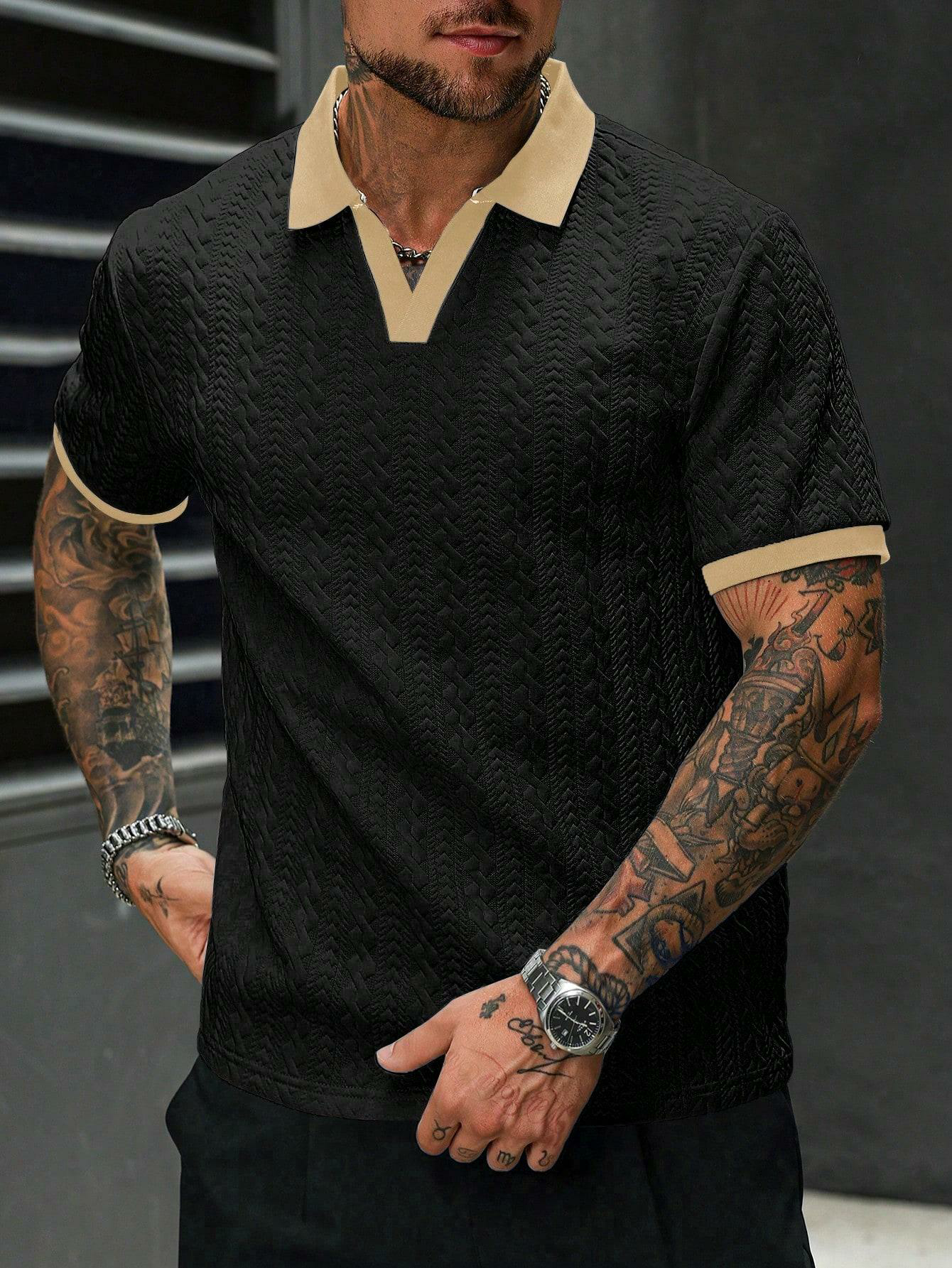 Men's Contrast Knit Polo Shirt