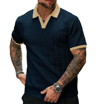 Men's Contrast Knit Polo Shirt