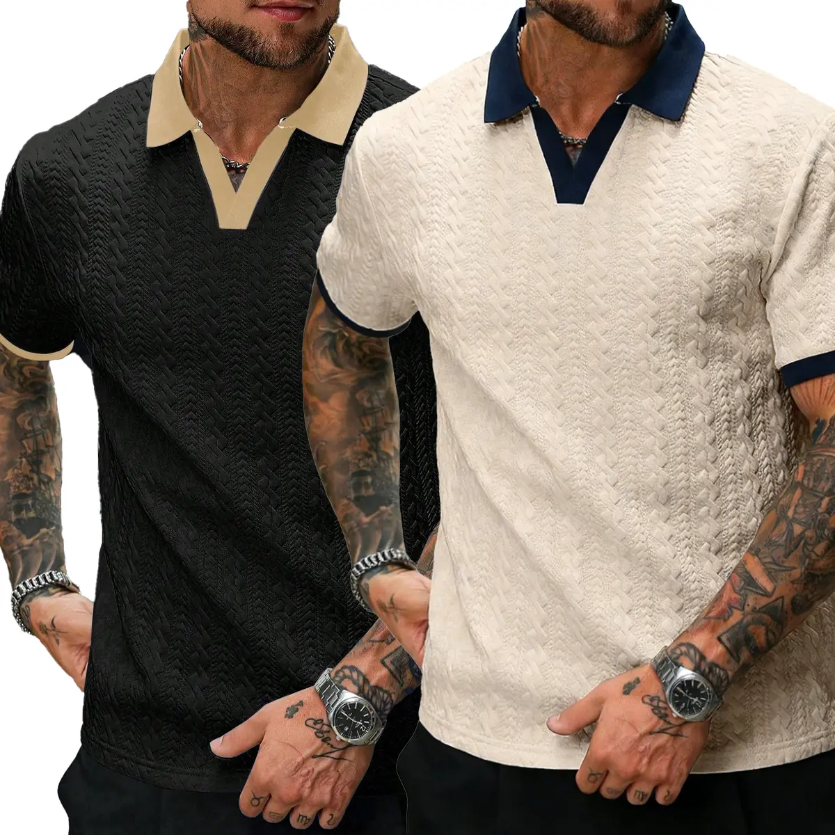 Men's Contrast Knit Polo Shirt