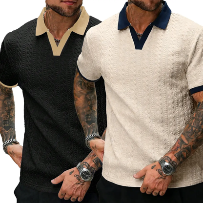 Men's Contrast Knit Polo Shirt