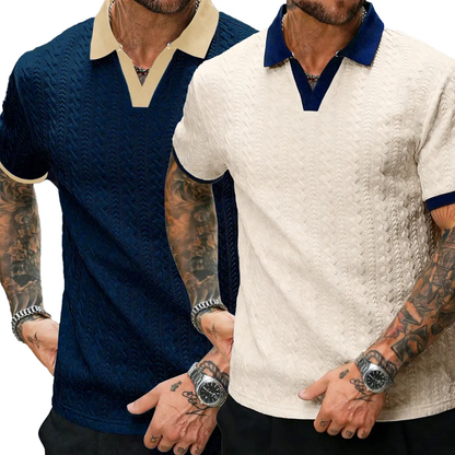 Men's Contrast Knit Polo Shirt