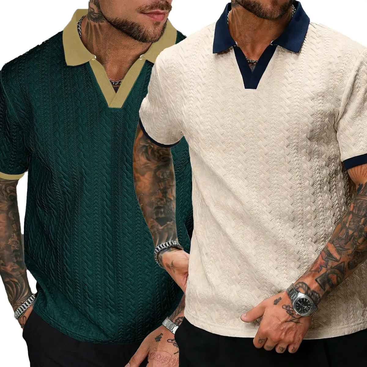 Men's Contrast Knit Polo Shirt
