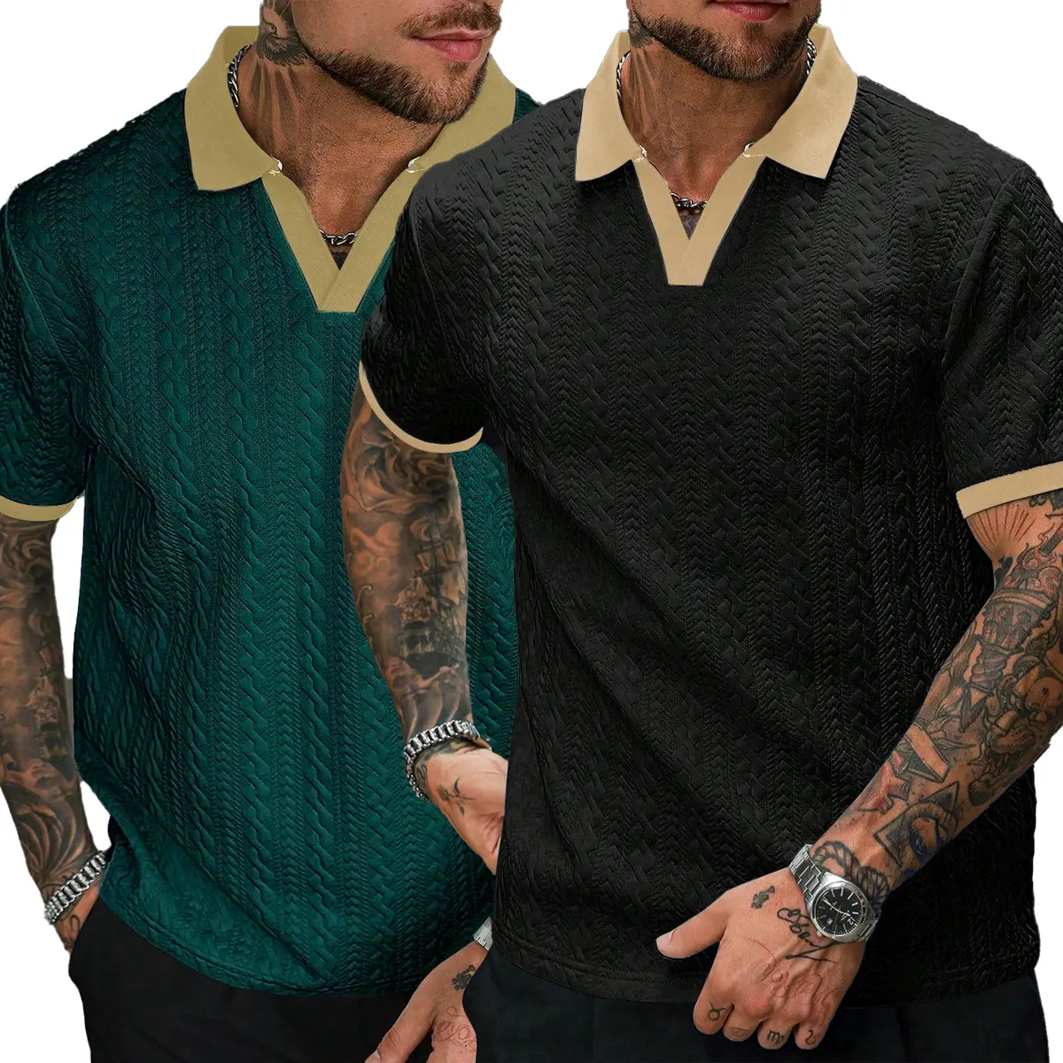 Men's Contrast Knit Polo Shirt