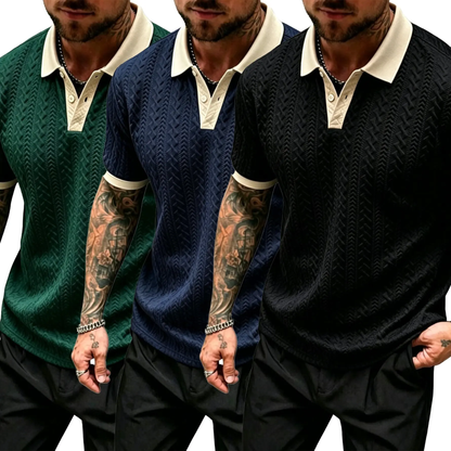 Men's Contrast Knit Polo Shirt
