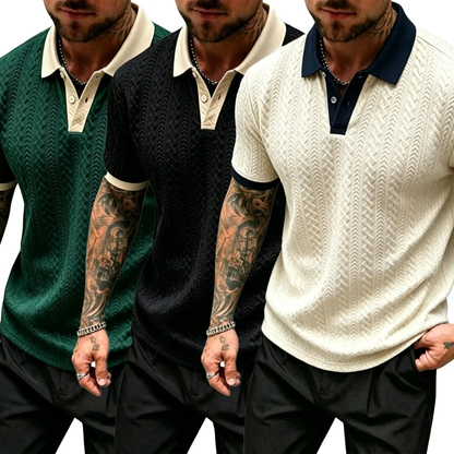 Men's Contrast Knit Polo Shirt