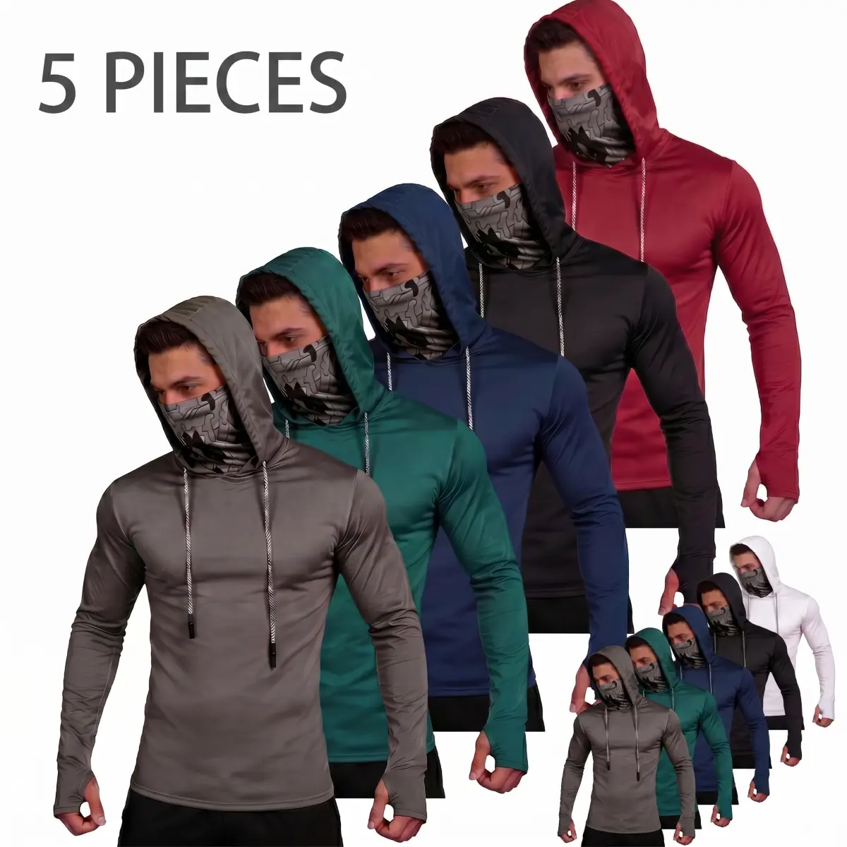 5-Pack Men's UPF 50+ Sun Protection Hoodie