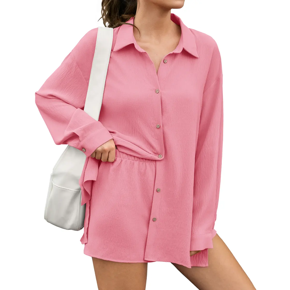 Women's 2 Piece Summer Gauze Shirt & Shorts Set - Casual Beach Vacation Outfit