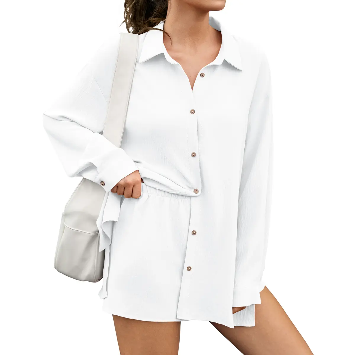 Women's 2 Piece Summer Gauze Shirt & Shorts Set - Casual Beach Vacation Outfit