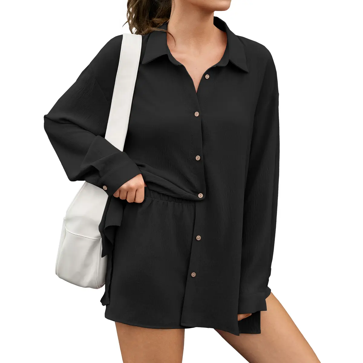 Women's 2 Piece Summer Gauze Shirt & Shorts Set - Casual Beach Vacation Outfit