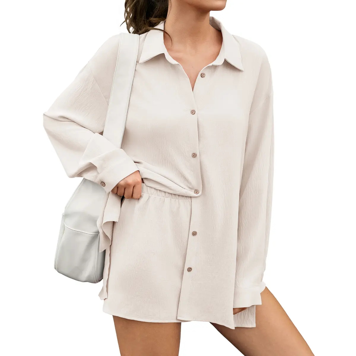 Women's 2 Piece Summer Gauze Shirt & Shorts Set - Casual Beach Vacation Outfit