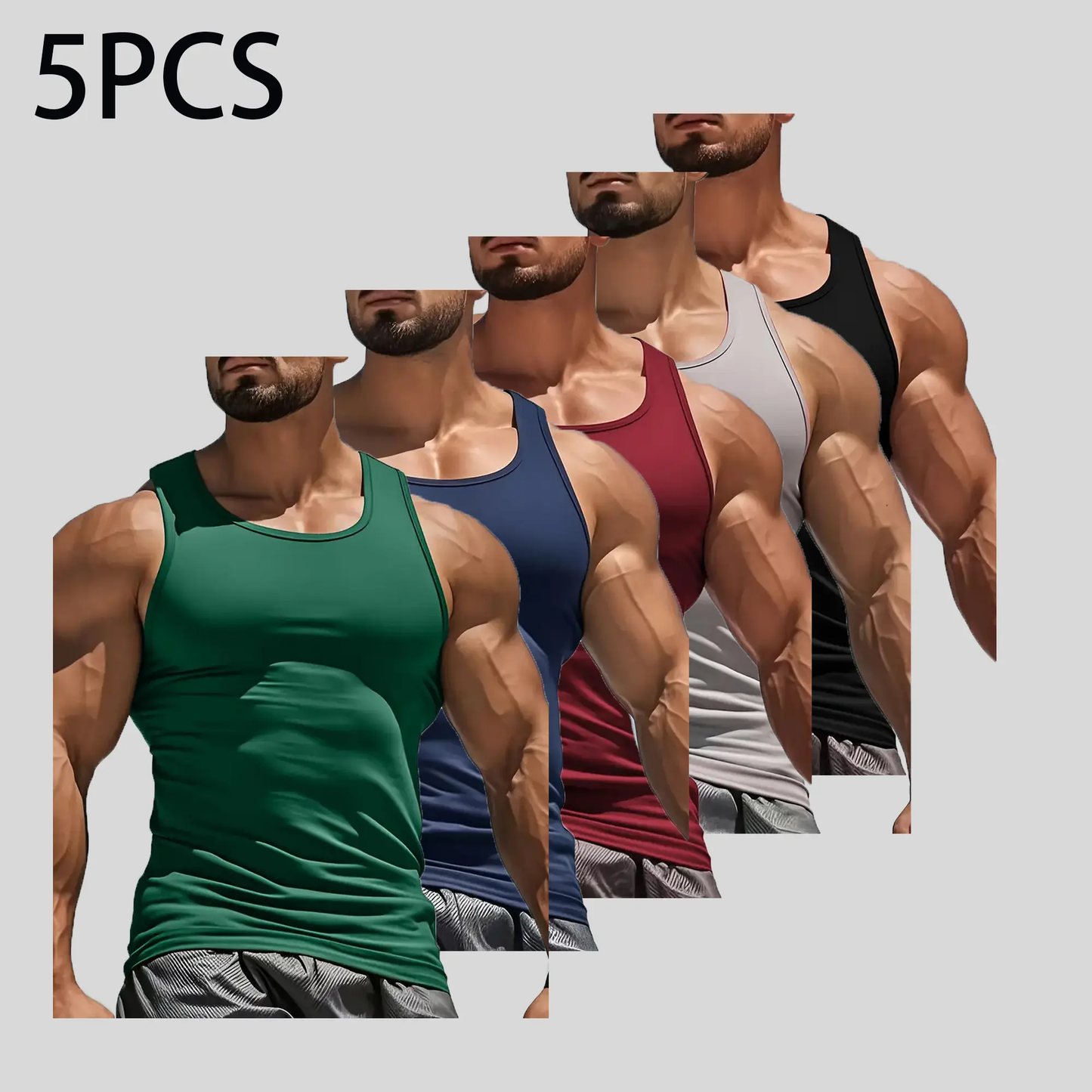 5-Pack Men’s Slim Fit Sports Tank Tops