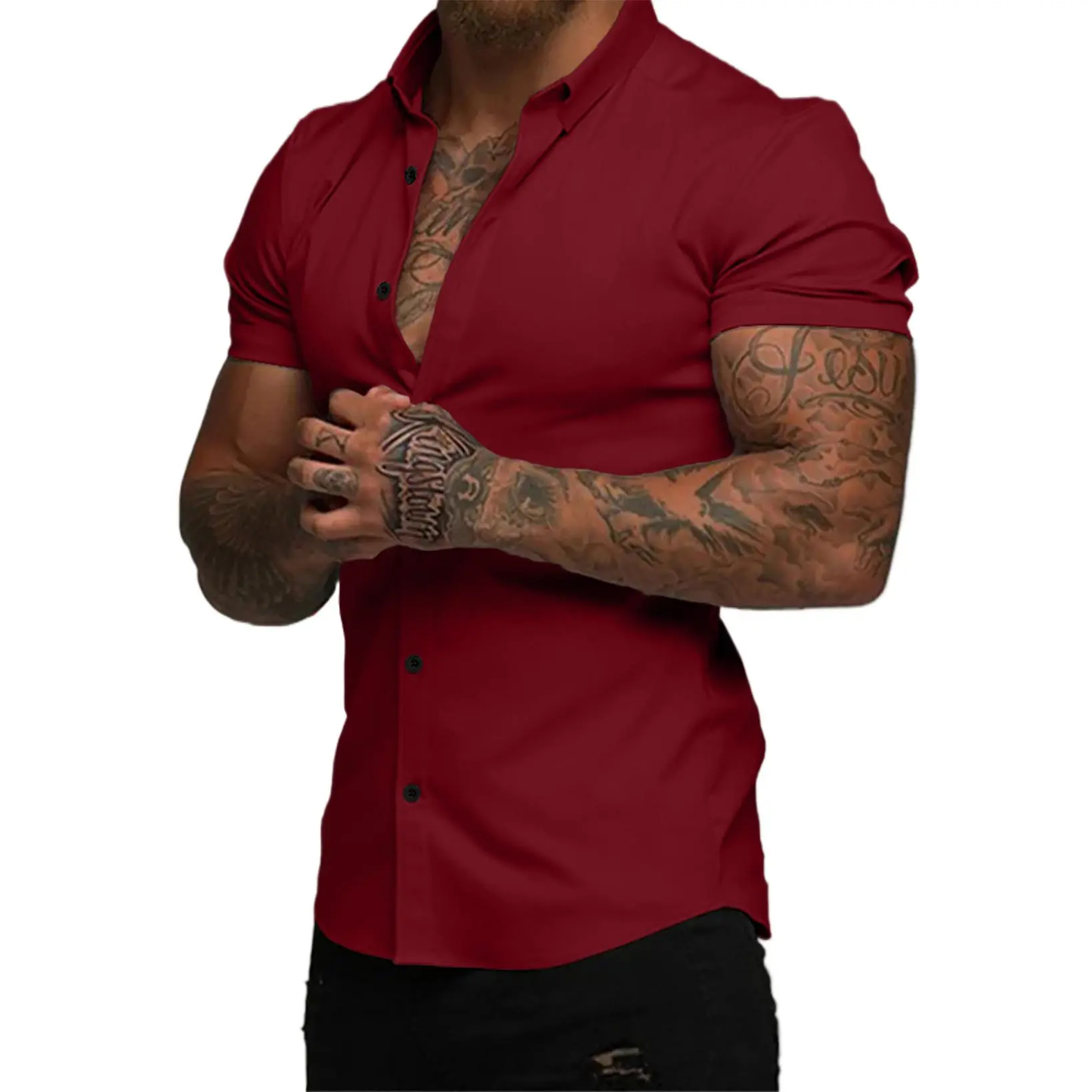 Mens Muscle Fit Dress Shirts