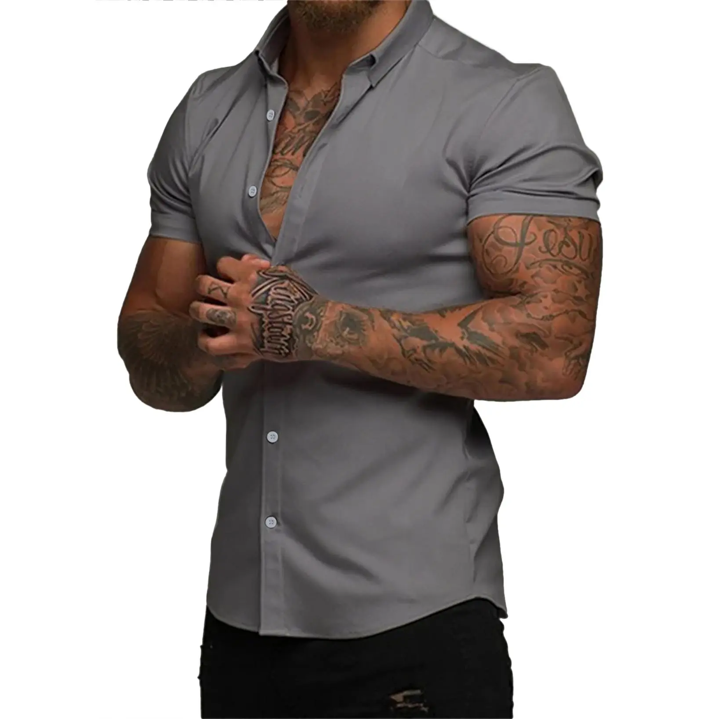 Mens Muscle Fit Dress Shirts