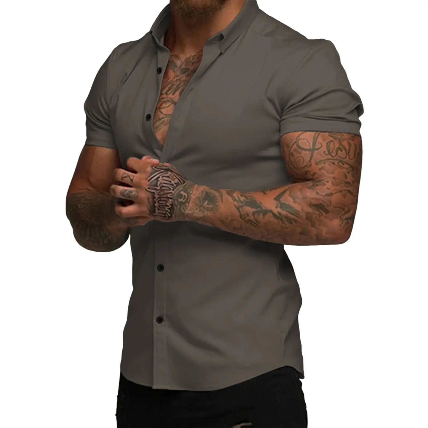 Mens Muscle Fit Dress Shirts