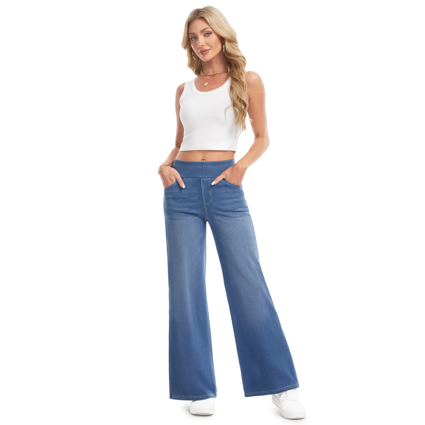 Women's Plus Size High Waist Wide Leg Jeans