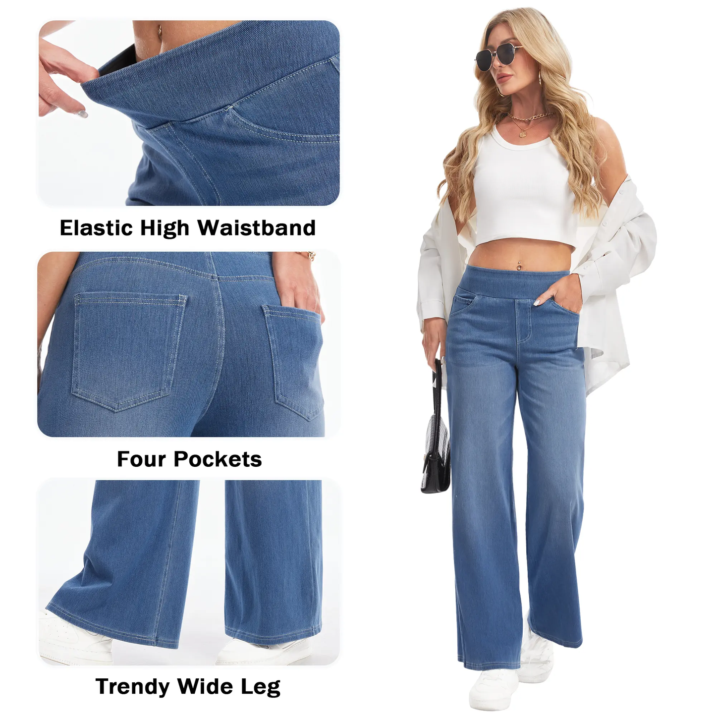 Women's Plus Size High Waist Wide Leg Jeans