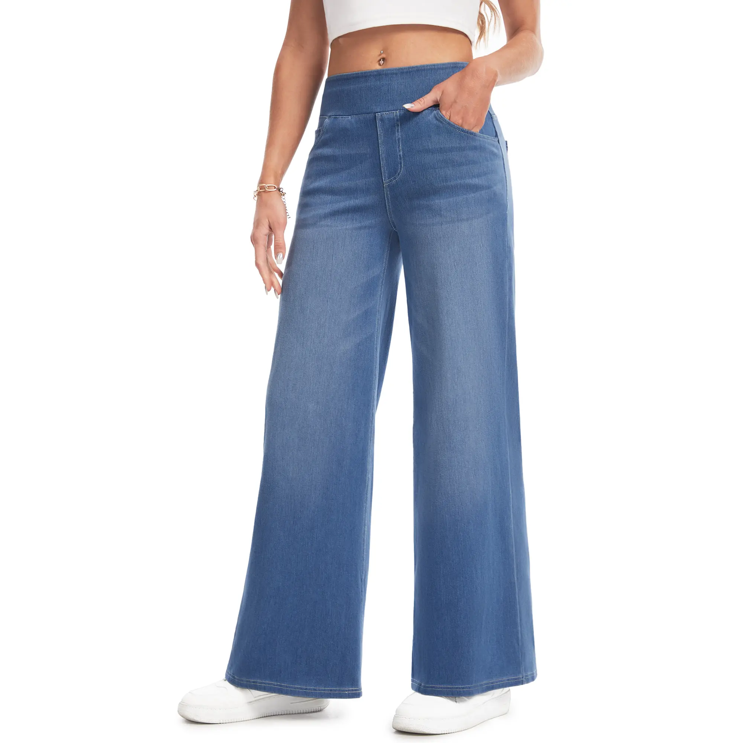 Women's Plus Size High Waist Wide Leg Jeans